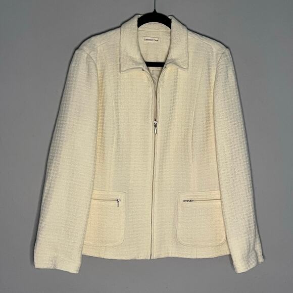 Coldwater Creek Women’s Cream Textured Zip-Up Jacket Size 14Timeless Classic - Picture 1 of 5